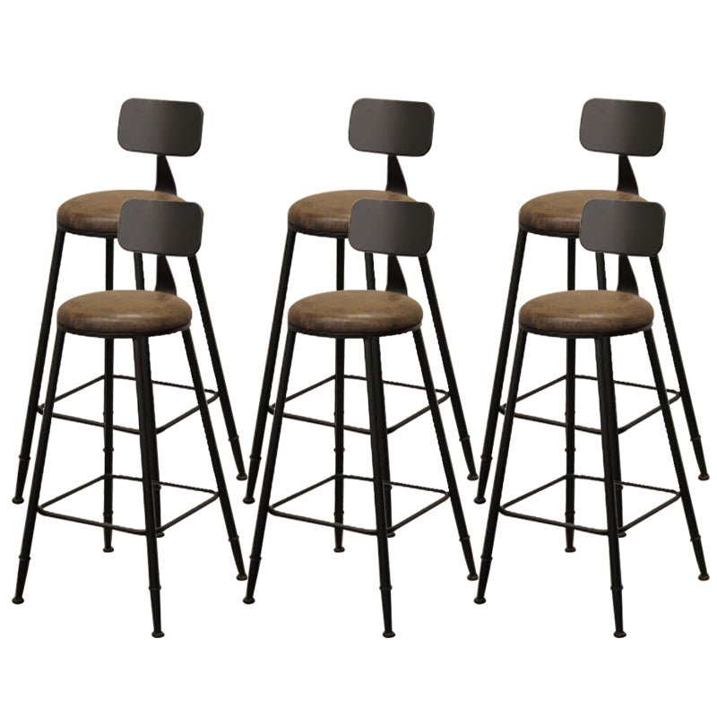 Contemporary Bar-height Counter Stool Low Back Bar Stool with Metal Base
