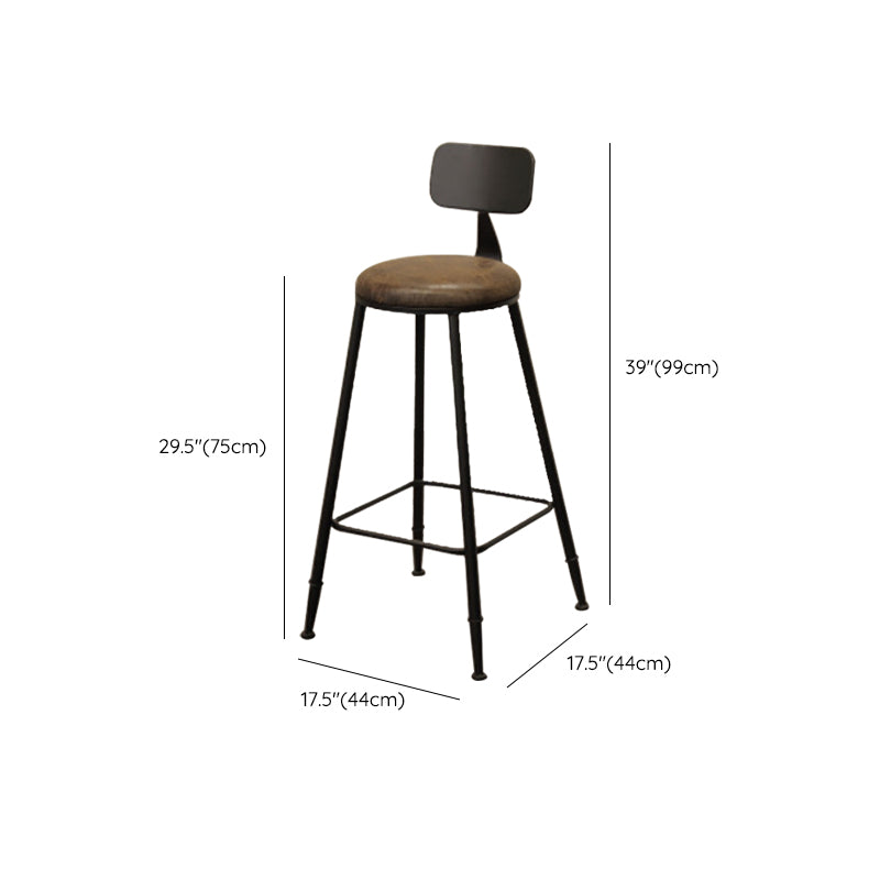 Contemporary Bar-height Counter Stool Low Back Bar Stool with Metal Base
