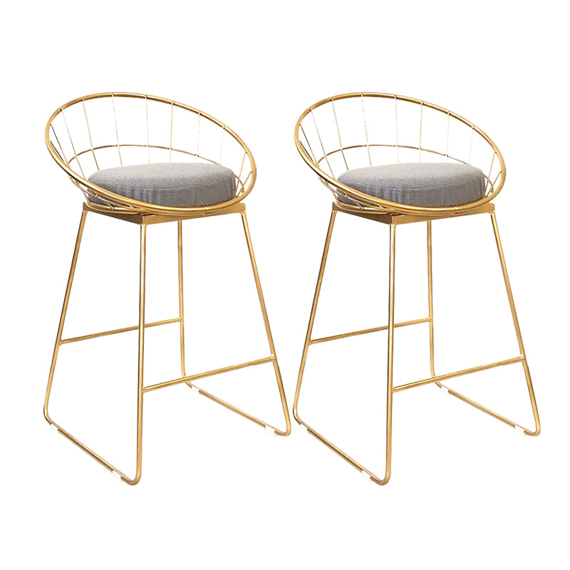 Glam Style Counter Stool Upholstered Low Back Bar Stool with Gold Frame