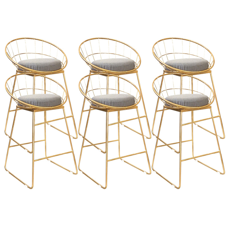 Glam Style Counter Stool Upholstered Low Back Bar Stool with Gold Frame