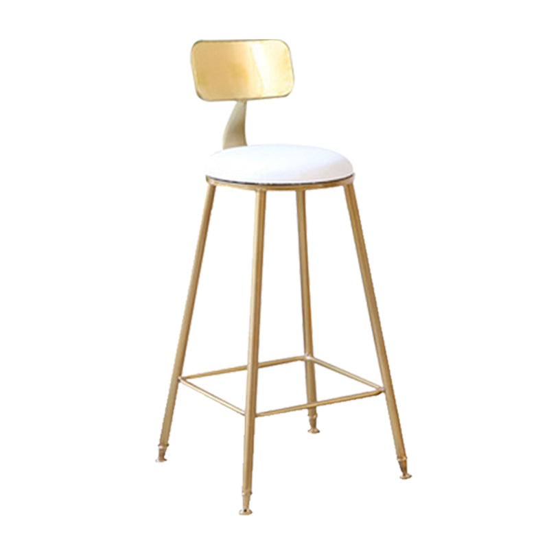 Glam Style Counter Stool Upholstered Low Back Bar Stool with Gold Frame