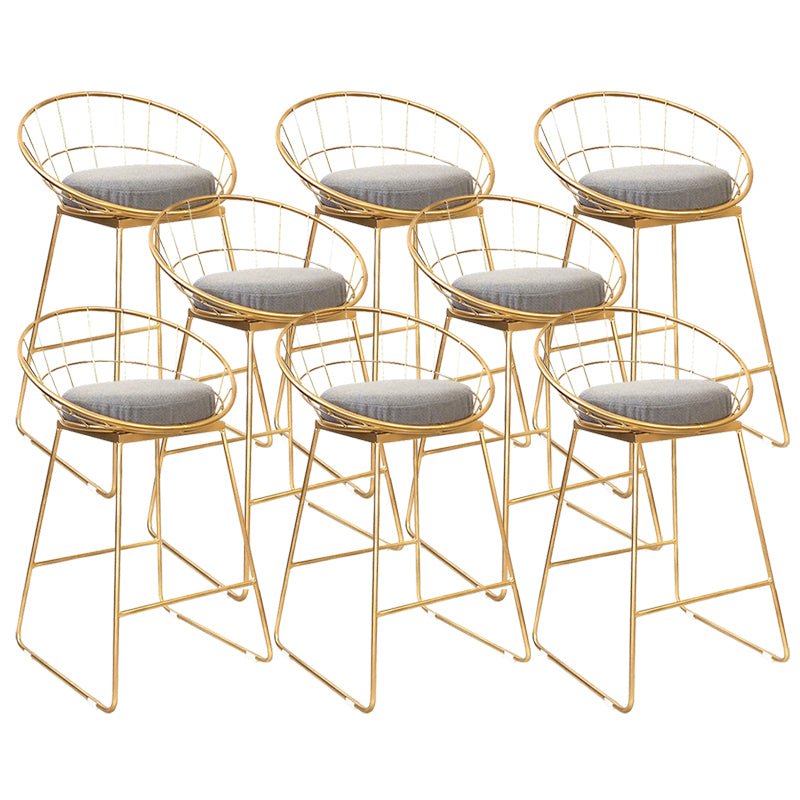 Glam Style Counter Stool Upholstered Low Back Bar Stool with Gold Frame