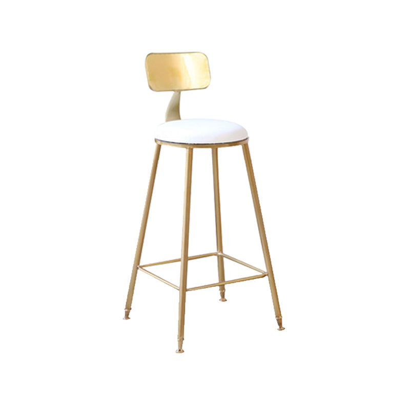 Glam Style Counter Stool Upholstered Low Back Bar Stool with Gold Frame
