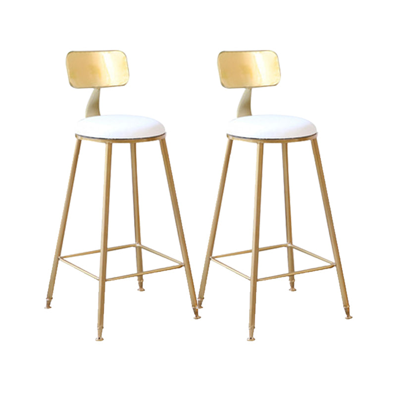 Glam Style Counter Stool Upholstered Low Back Bar Stool with Gold Frame