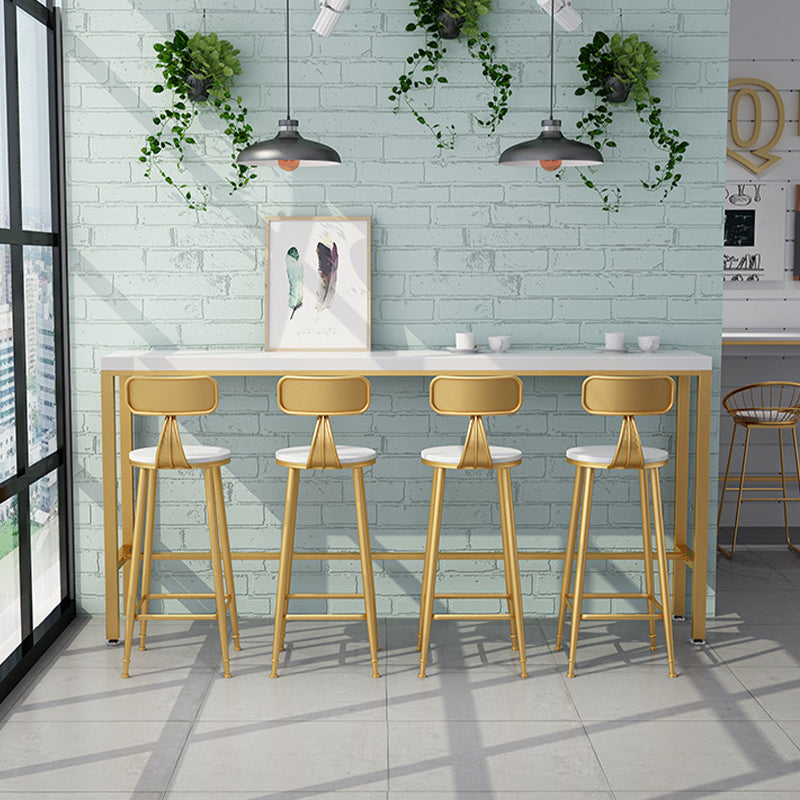 Glam Style Counter Stool Upholstered Low Back Bar Stool with Gold Frame