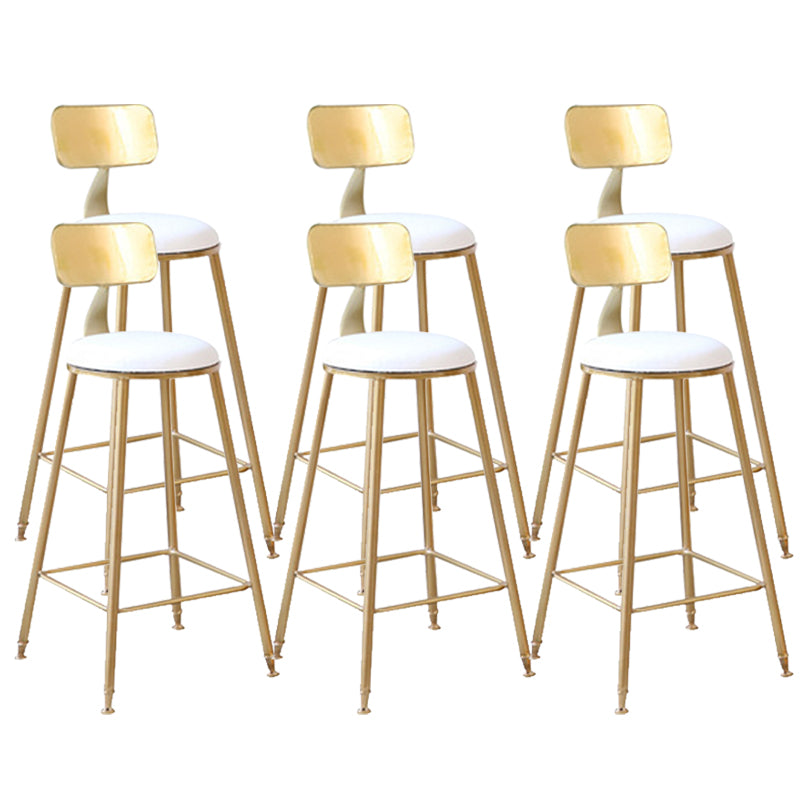 Glam Style Counter Stool Upholstered Low Back Bar Stool with Gold Frame