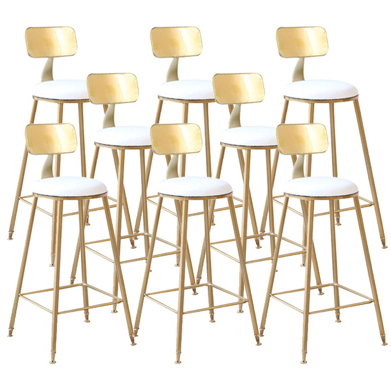 Glam Style Counter Stool Upholstered Low Back Bar Stool with Gold Frame