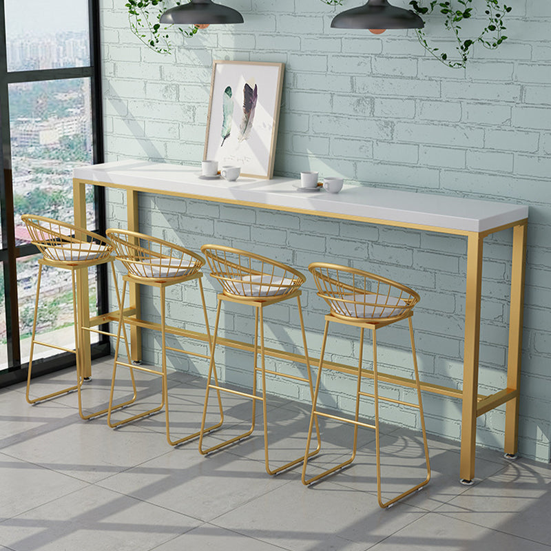 Glam Style Counter Stool Upholstered Low Back Bar Stool with Gold Frame