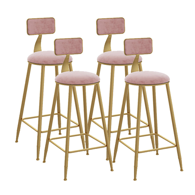 Glam Style Counter Stool Upholstered Low Back Bar Stool with Gold Frame