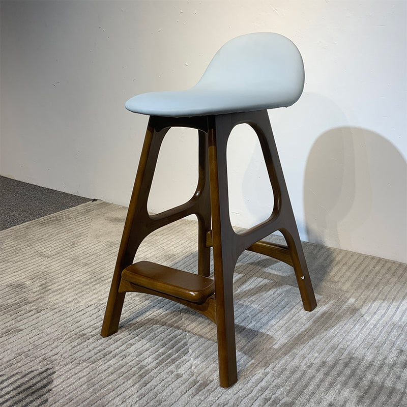 Industrial Ash Solid Wood Counter Stool Low Back Bar Stool with Footrest