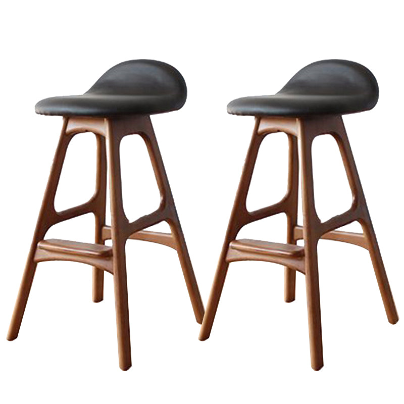 Industrial Ash Solid Wood Counter Stool Low Back Bar Stool with Footrest