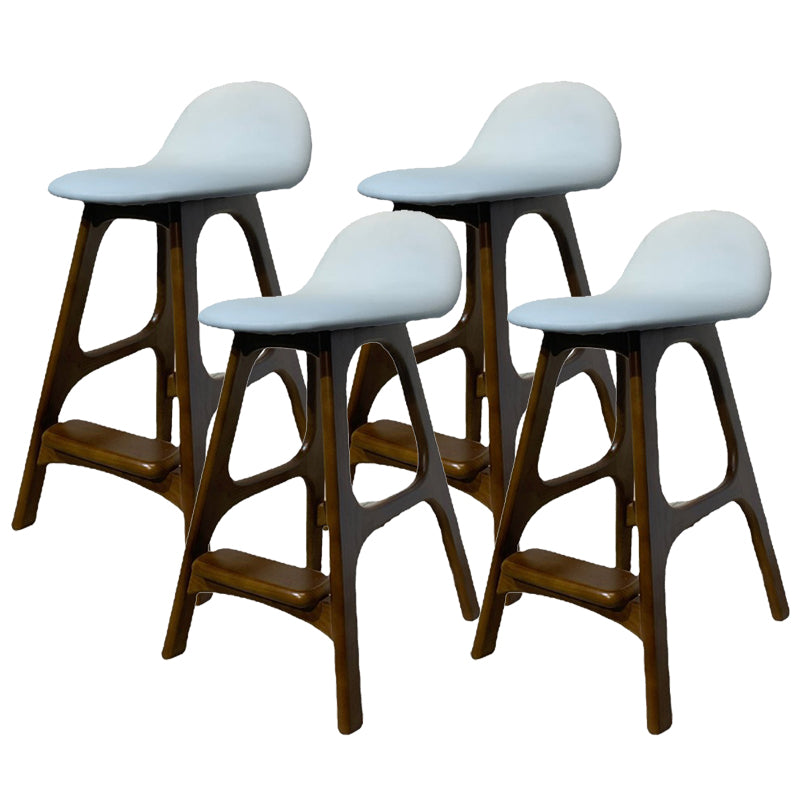 Industrial Ash Solid Wood Counter Stool Low Back Bar Stool with Footrest