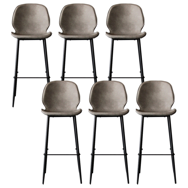 Contemporary Faux Leather Counter Stool Low Back Stool with Black Frame