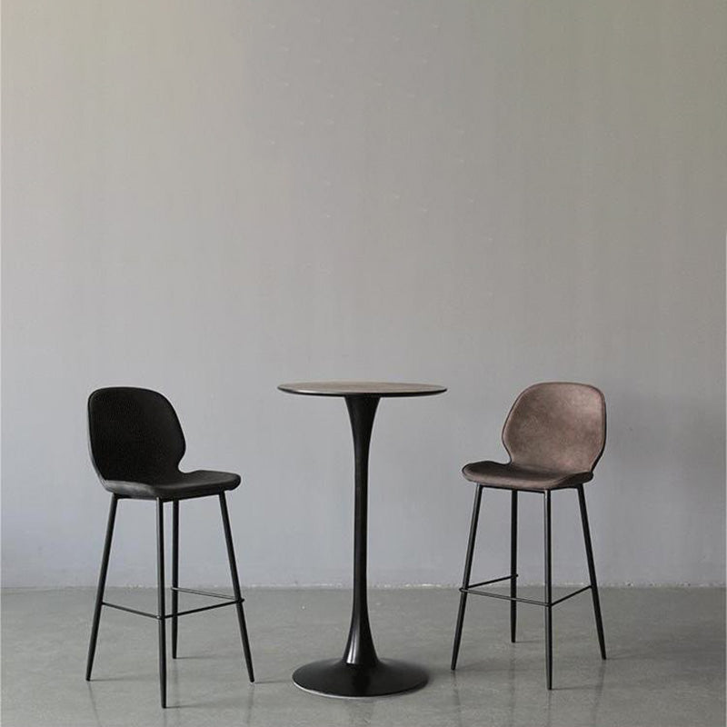 Contemporary Faux Leather Counter Stool Low Back Stool with Black Frame