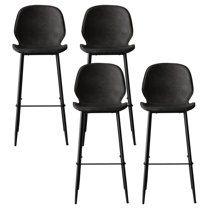 Contemporary Faux Leather Counter Stool Low Back Stool with Black Frame