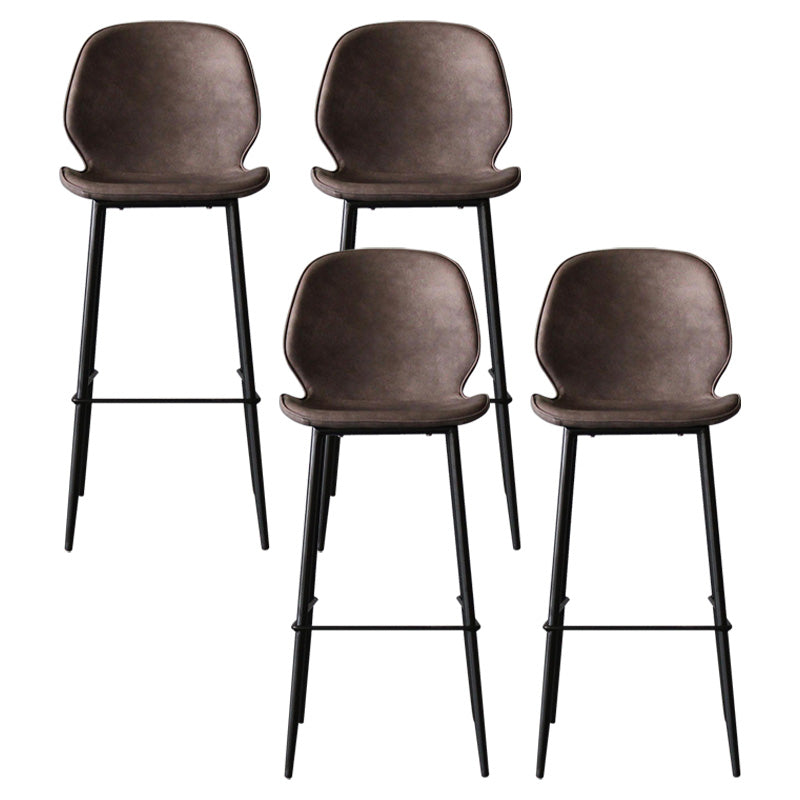 Contemporary Faux Leather Counter Stool Low Back Stool with Black Frame