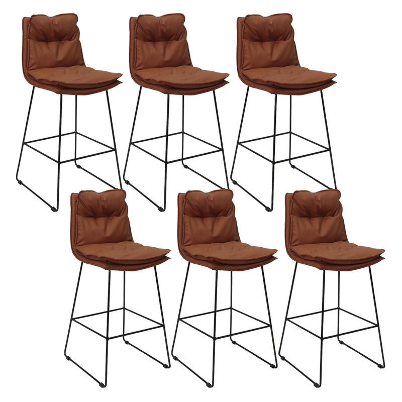 Modern Faux Leather Counter Stool Bar-height Bar Stool with Black Frame