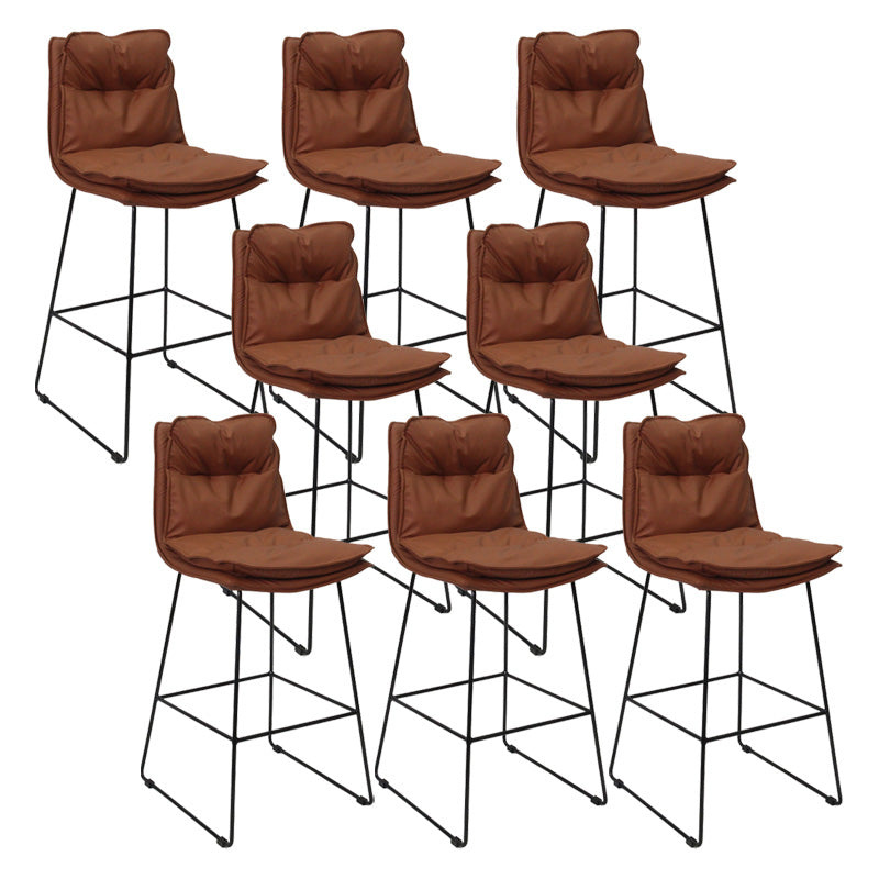 Modern Faux Leather Counter Stool Bar-height Bar Stool with Black Frame