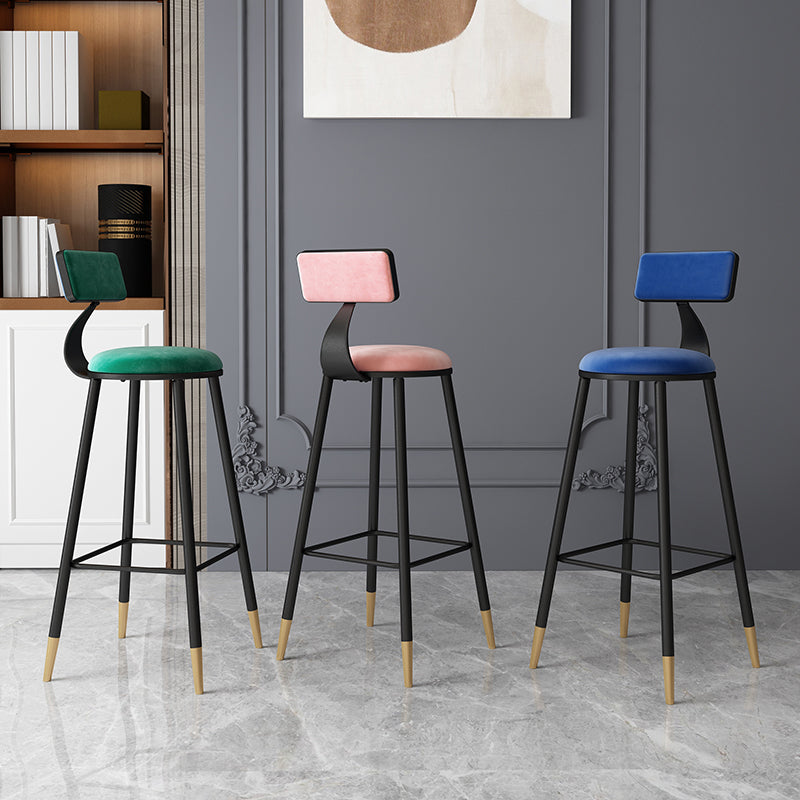 Contemporary Style Barstool Round Low Back Bar Stool with Metal Legs