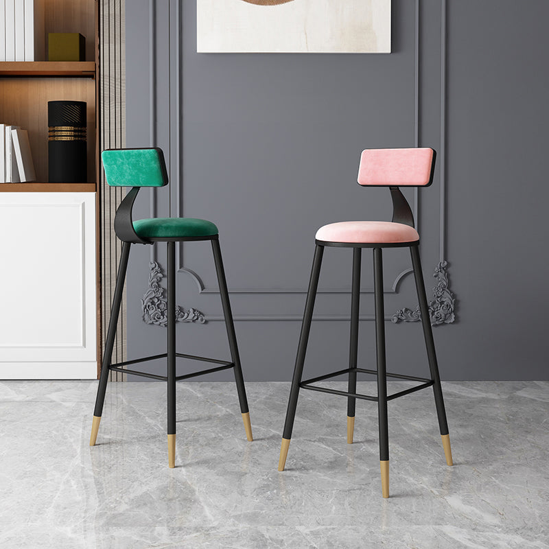 Contemporary Style Barstool Round Low Back Bar Stool with Metal Legs
