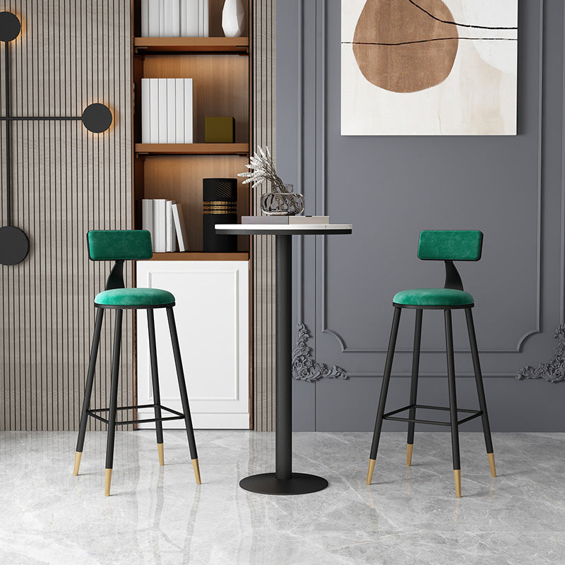 Contemporary Style Barstool Round Low Back Bar Stool with Metal Legs