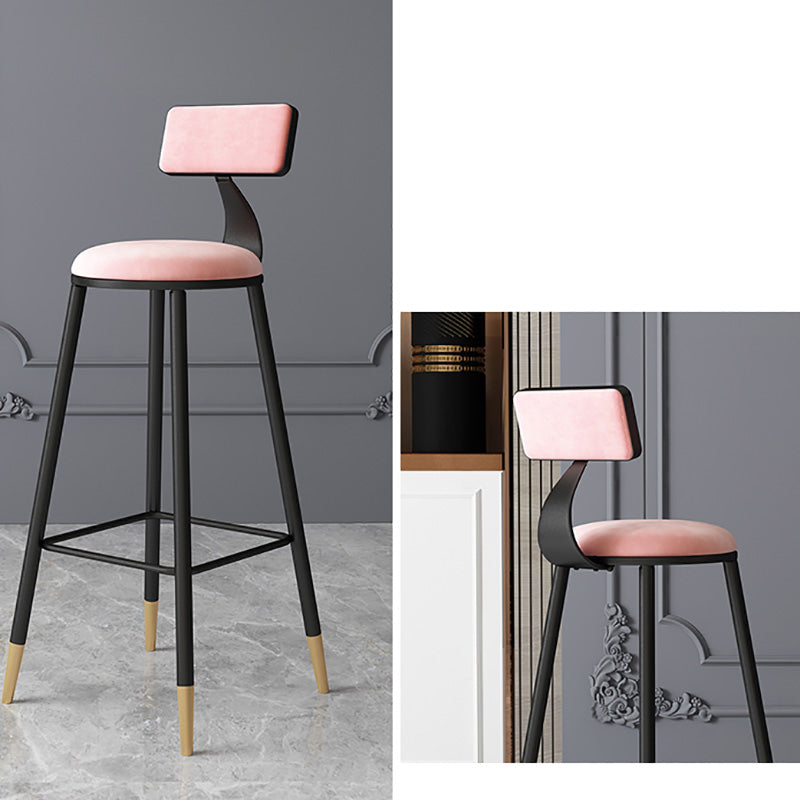 Contemporary Style Barstool Round Low Back Bar Stool with Metal Legs