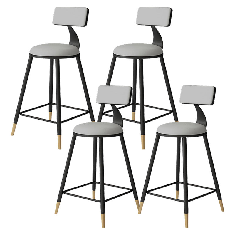 Contemporary Style Barstool Round Low Back Bar Stool with Metal Legs
