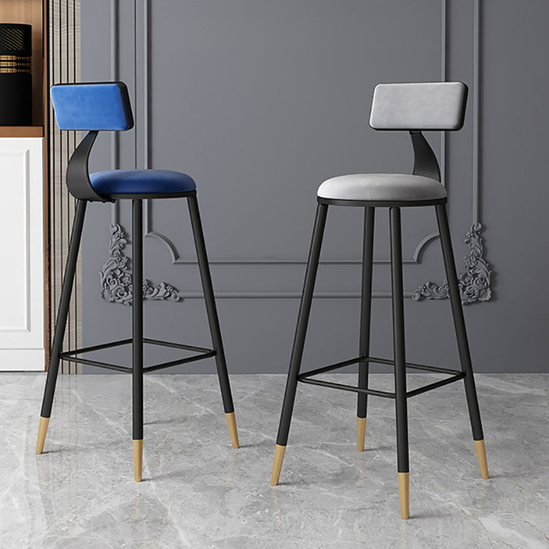 Contemporary Style Barstool Round Low Back Bar Stool with Metal Legs
