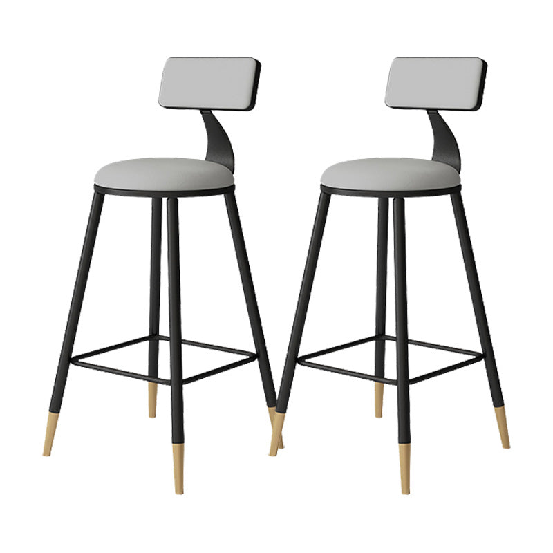 Contemporary Style Barstool Round Low Back Bar Stool with Metal Legs