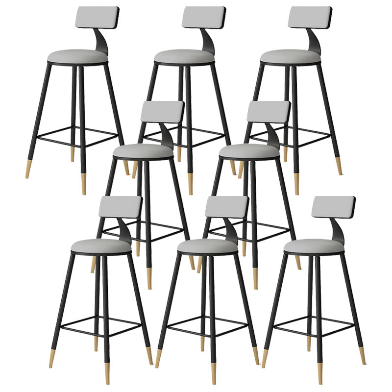 Contemporary Style Barstool Round Low Back Bar Stool with Metal Legs