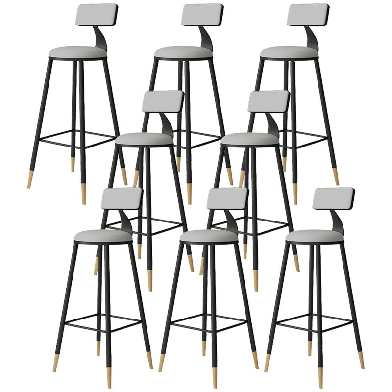 Contemporary Style Barstool Round Low Back Bar Stool with Metal Legs