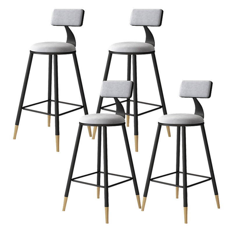 Contemporary Style Barstool Round Low Back Bar Stool with Metal Legs