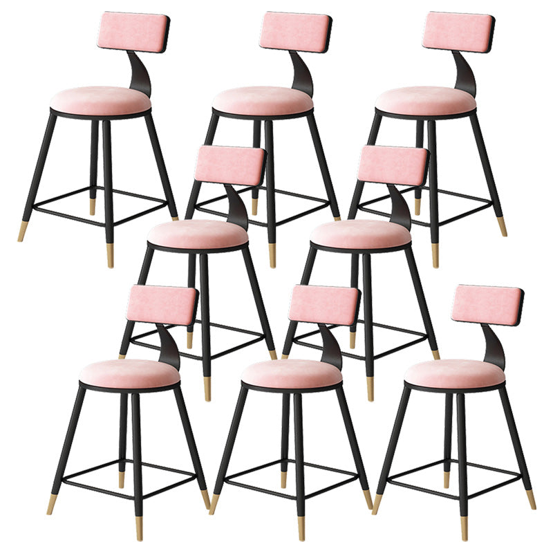 Contemporary Style Barstool Round Low Back Bar Stool with Metal Legs