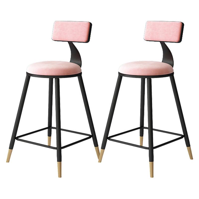 Contemporary Style Barstool Round Low Back Bar Stool with Metal Legs