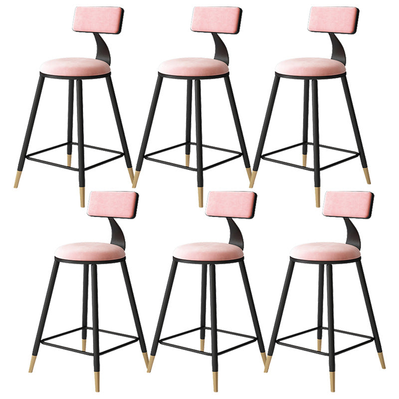 Contemporary Style Barstool Round Low Back Bar Stool with Metal Legs