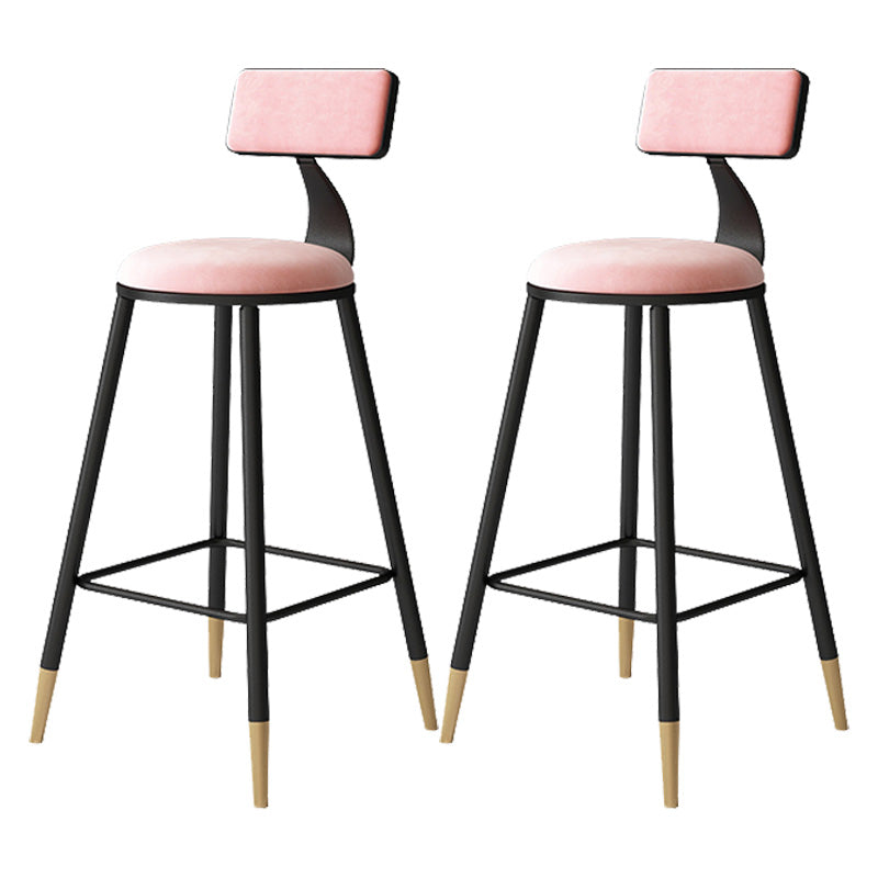 Contemporary Style Barstool Round Low Back Bar Stool with Metal Legs
