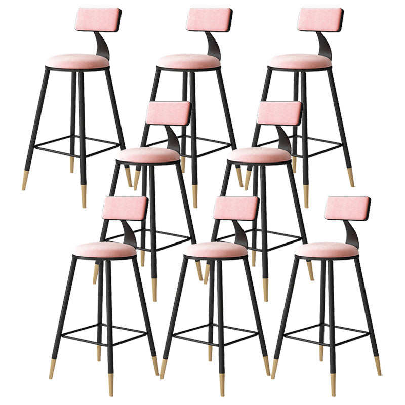 Contemporary Style Barstool Round Low Back Bar Stool with Metal Legs