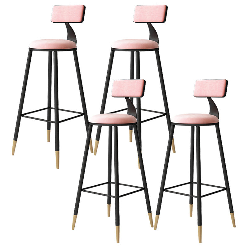 Contemporary Style Barstool Round Low Back Bar Stool with Metal Legs