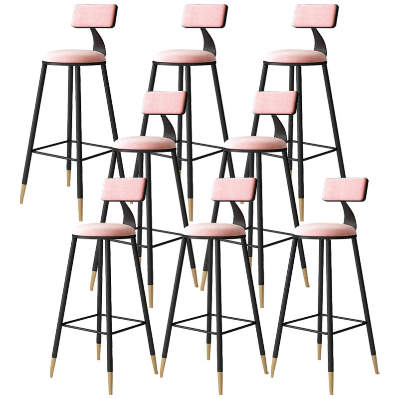 Contemporary Style Barstool Round Low Back Bar Stool with Metal Legs
