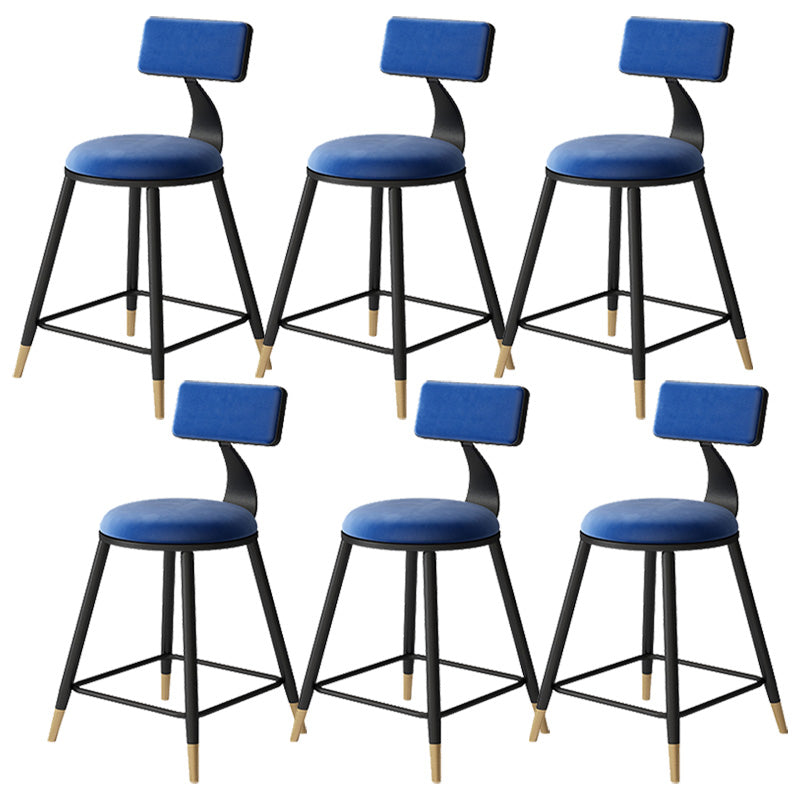 Contemporary Style Barstool Round Low Back Bar Stool with Metal Legs
