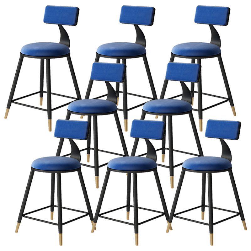 Contemporary Style Barstool Round Low Back Bar Stool with Metal Legs