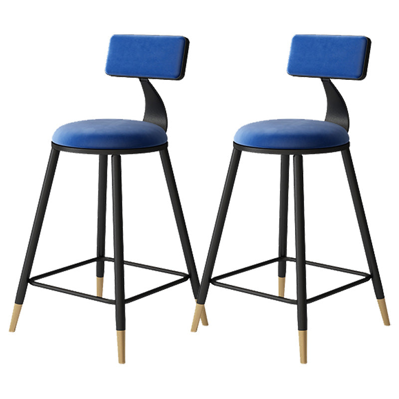 Contemporary Style Barstool Round Low Back Bar Stool with Metal Legs