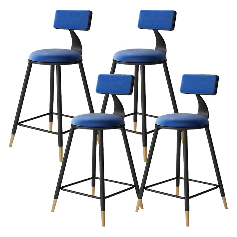 Contemporary Style Barstool Round Low Back Bar Stool with Metal Legs