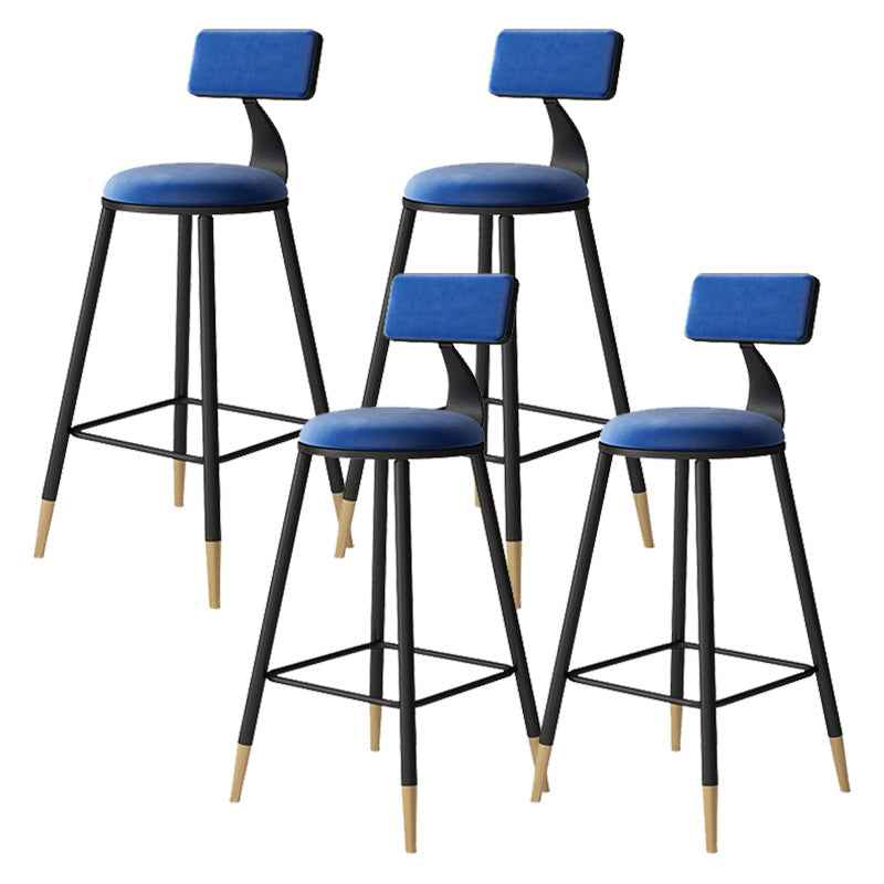 Contemporary Style Barstool Round Low Back Bar Stool with Metal Legs