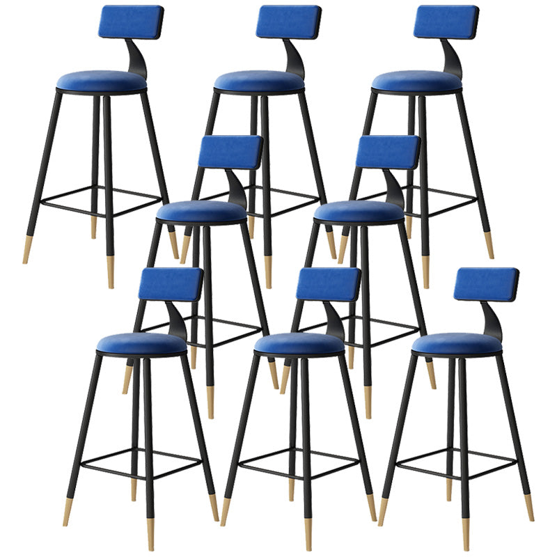 Contemporary Style Barstool Round Low Back Bar Stool with Metal Legs