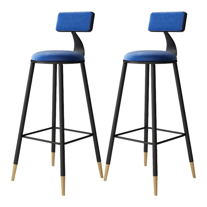 Contemporary Style Barstool Round Low Back Bar Stool with Metal Legs