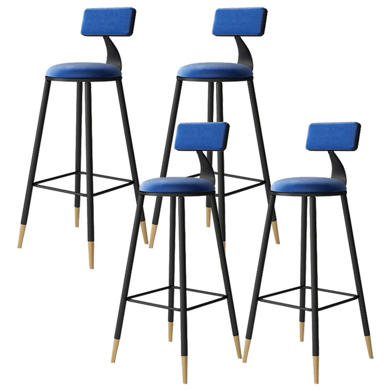 Contemporary Style Barstool Round Low Back Bar Stool with Metal Legs