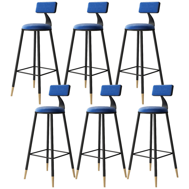 Contemporary Style Barstool Round Low Back Bar Stool with Metal Legs
