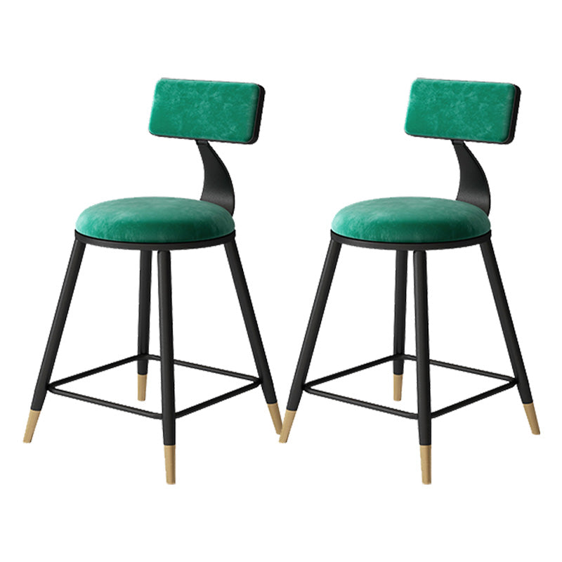 Contemporary Style Barstool Round Low Back Bar Stool with Metal Legs