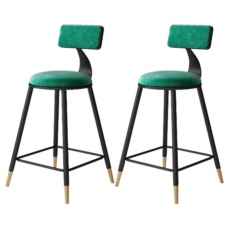 Contemporary Style Barstool Round Low Back Bar Stool with Metal Legs